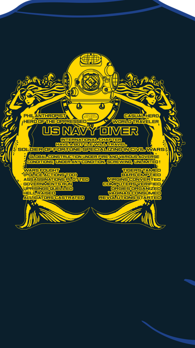 Navy diver t shirts blue online and gold
